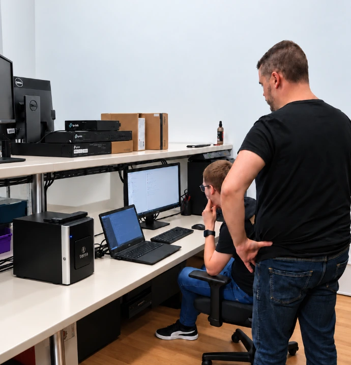 Technicien BUROTEK accompagnant un utilisateur