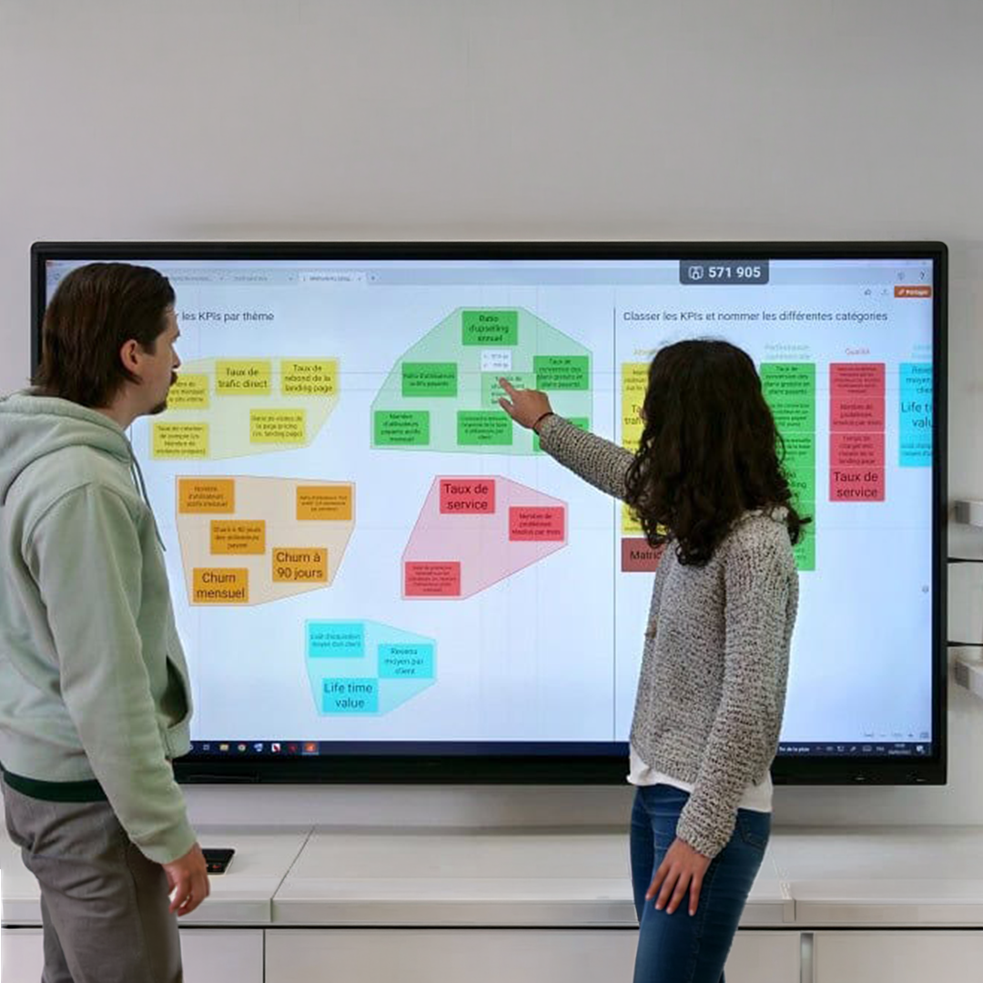 Présentation sur un écran tactile interactif